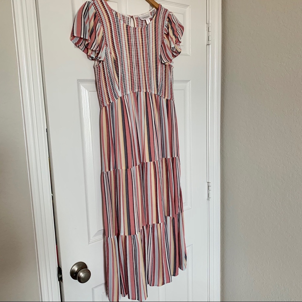 Stripped, flowy maternity dress, M